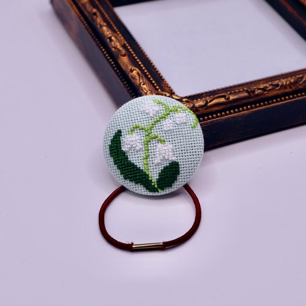 すずらんのくるみボタン　クロスステッチ刺繍 | 2枚目